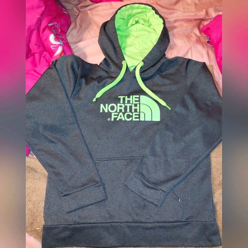 The North Face Charcoal and Lime Hoodie